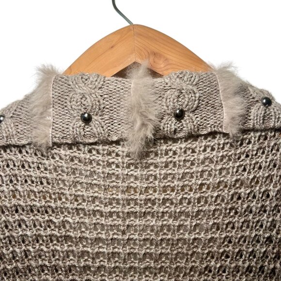 Sloni Brown Indie Chunky Knit Sweater Whimsigoth Granola Knit Fur Waffle Large - Picture 5 of 16